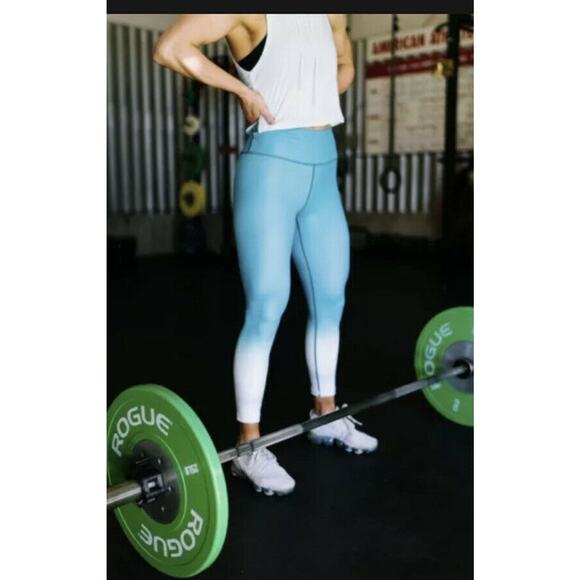 Zyia Teal Venom Ombre Metallic Light N‎ Tight Leggings Women Sz 6-8 - Picture 1 of 6